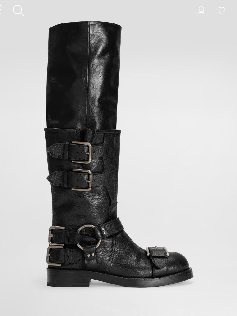 Dolce & Gabbana Classic Black Leather Buckle Knee-High Boot Runway 2025